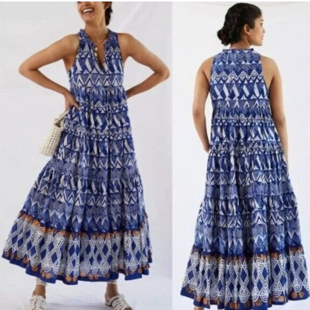 Anthropology e Blue Sleeveless Maxi Dress